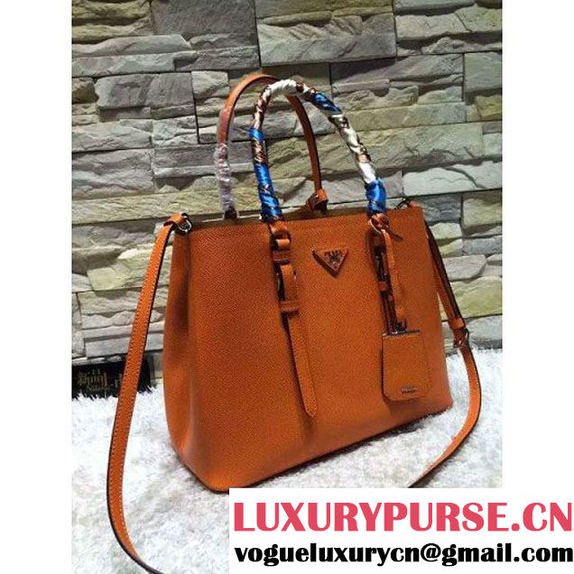 Prada BN2838 Saffiano Cuir Leather Double Bag Orange (2A193-6050612 )