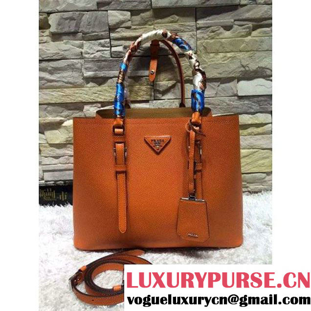 Prada BN2838 Saffiano Cuir Leather Double Bag Orange (2A193-6050612 )