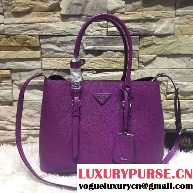 Prada BN2838 Saffiano Cuir Leather Double Bag Purple (2A193-6050613 )