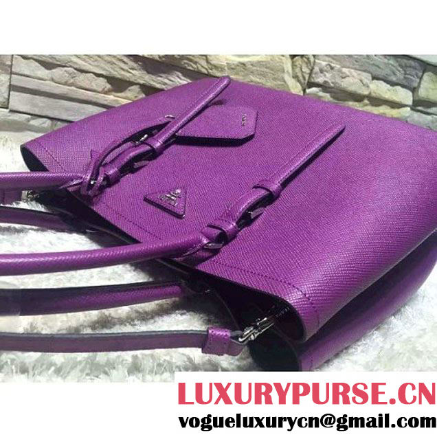 Prada BN2838 Saffiano Cuir Leather Double Bag Purple (2A193-6050613 )