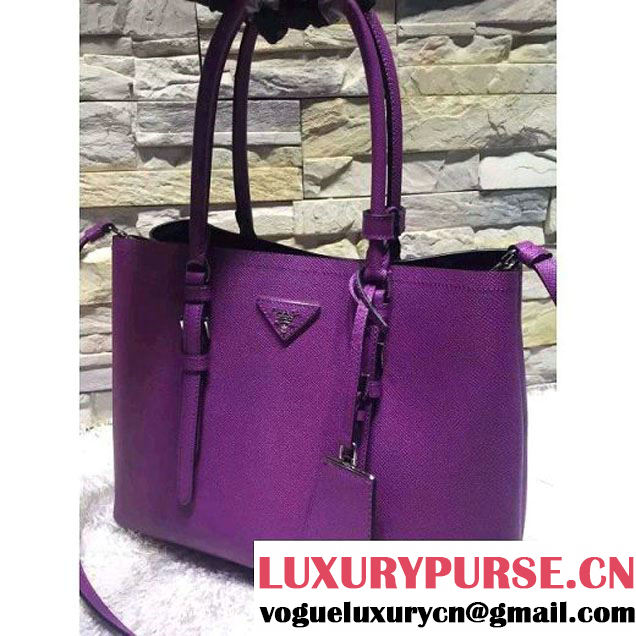 Prada BN2838 Saffiano Cuir Leather Double Bag Purple (2A193-6050613 )
