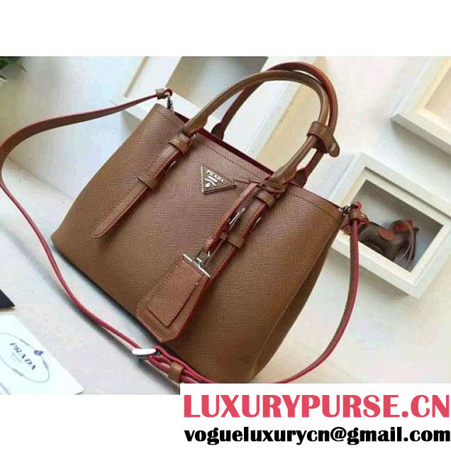 Prada 2828 Saffiano Cuir Leather Double Bag Cinamon (2A016-6050515 )