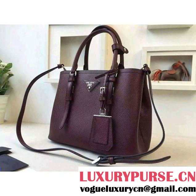 Prada 2828 Saffiano Cuir Leather Double Bag Burgundy (2A016-6050517 )