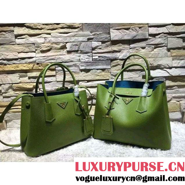 Prada 1BG775/1BG887 Saffiano Cuir Leather Tote Double Bag Green (2A193-6050526 )