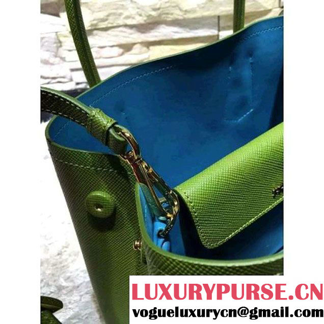 Prada 1BG775/1BG887 Saffiano Cuir Leather Tote Double Bag Green (2A193-6050526 )