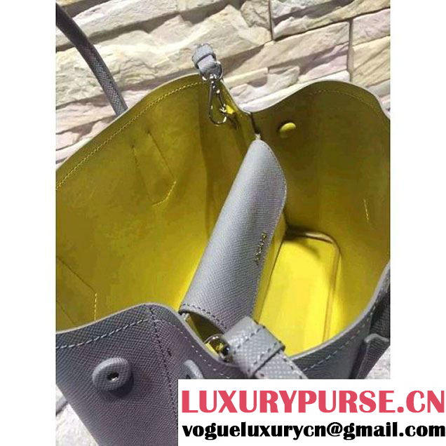 Prada 1BG775/1BG887 Saffiano Cuir Leather Tote Double Bag Gray (2A193-6050528 )