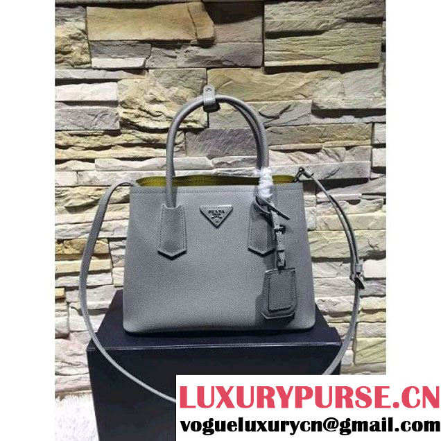 Prada 1BG775/1BG887 Saffiano Cuir Leather Tote Double Bag Gray (2A193-6050528 )