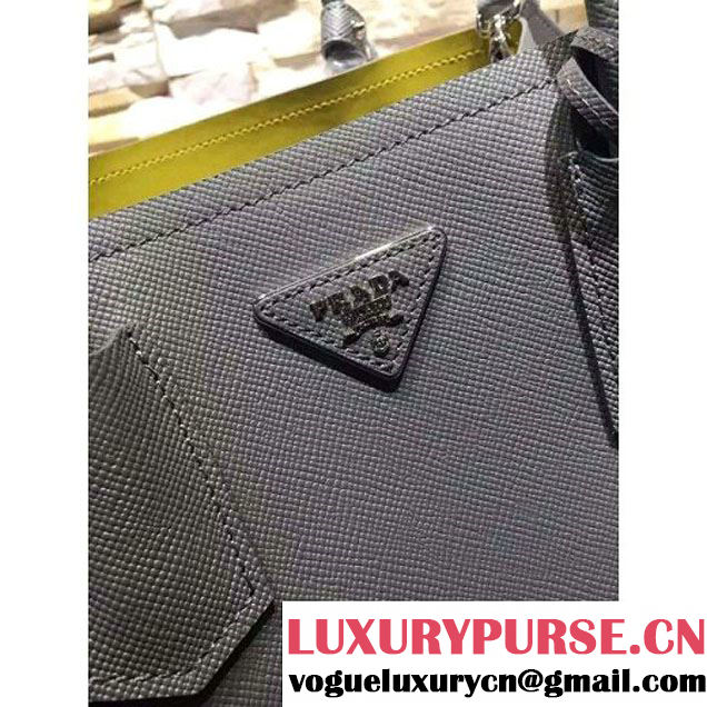 Prada 1BG775/1BG887 Saffiano Cuir Leather Tote Double Bag Gray (2A193-6050528 )