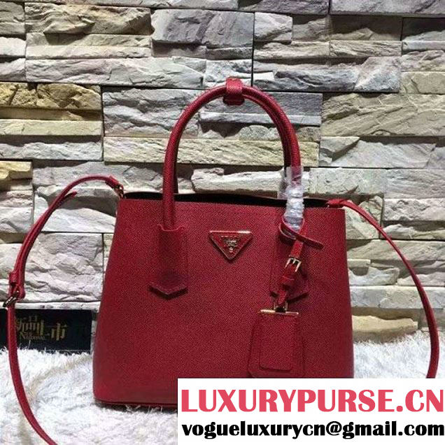 Prada 1BG775/1BG887 Saffiano Cuir Leather Tote Double Bag Red (2A193-6050530 )