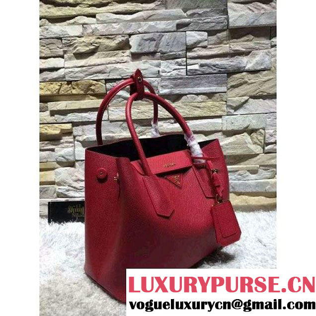 Prada 1BG775/1BG887 Saffiano Cuir Leather Tote Double Bag Red (2A193-6050530 )