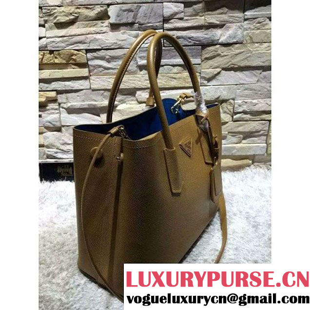 Prada 1BG775/1BG887 Saffiano Cuir Leather Tote Double Bag Cinnamon (2A193-6050531 )