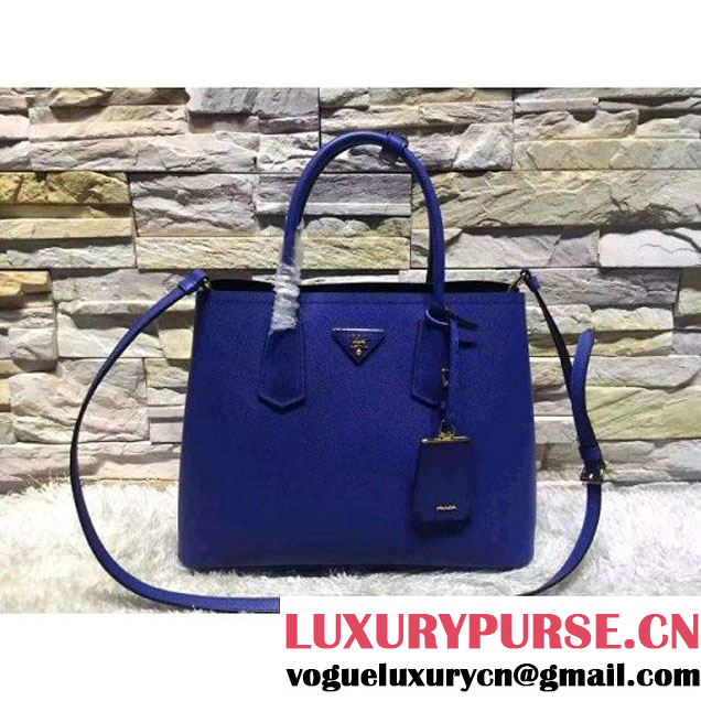 Prada 1BG775/1BG887 Saffiano Cuir Leather Tote Double Bag Blue (2A193-6050532 )