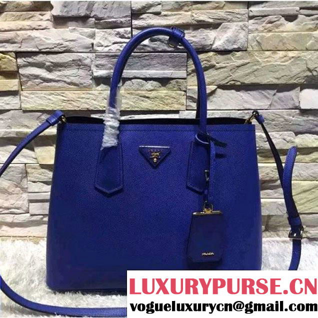 Prada 1BG775/1BG887 Saffiano Cuir Leather Tote Double Bag Blue (2A193-6050532 )