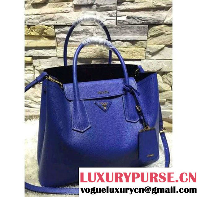 Prada 1BG775/1BG887 Saffiano Cuir Leather Tote Double Bag Blue (2A193-6050532 )