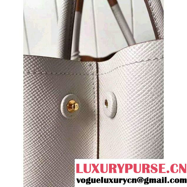 Prada Saffiano Leather Double Bag with Two-tone Handle Milky White/Caramel 2016 (2A016-6051901 )