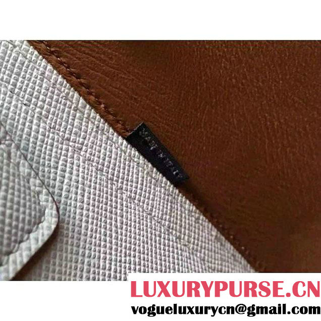 Prada Saffiano Leather Double Bag with Two-tone Handle Milky White/Caramel 2016 (2A016-6051901 )