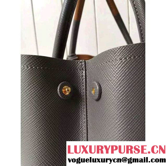 Prada Saffiano Leather Double Bag with Two-tone Handle Marble/Caramel 2016 (2A016-6051902 )