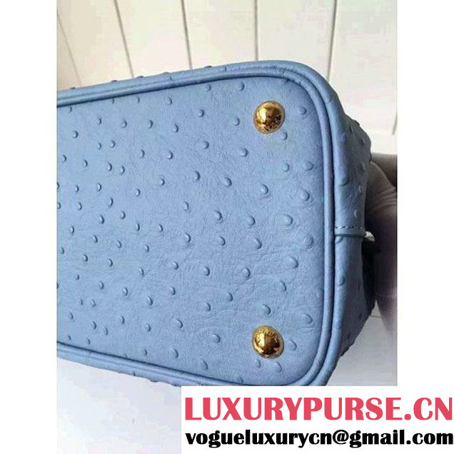 Prada Calfskin Ostrich Pattern Double Bag Sky Blue 2016 (2A016-6060301 )
