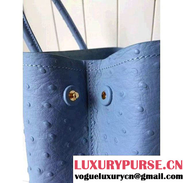 Prada Calfskin Ostrich Pattern Double Bag Sky Blue 2016 (2A016-6060301 )