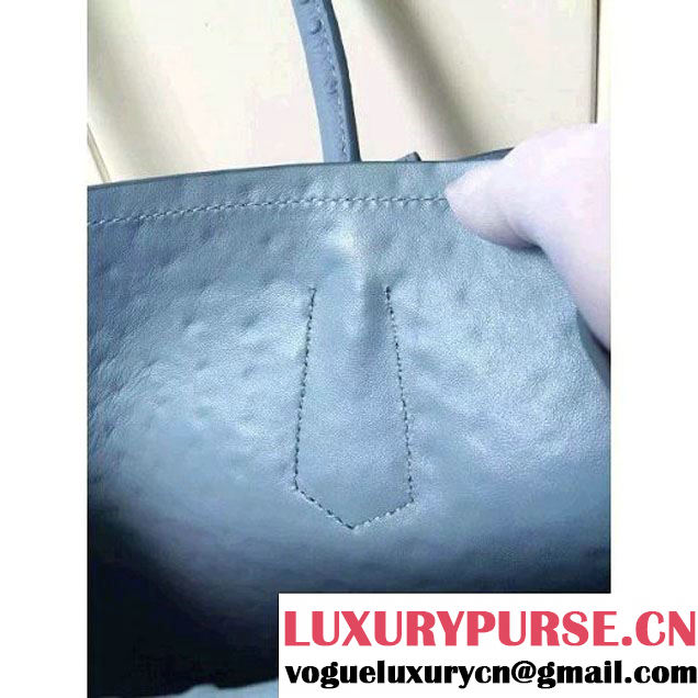 Prada Calfskin Ostrich Pattern Double Bag Sky Blue 2016 (2A016-6060301 )