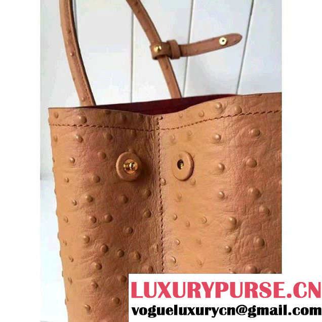 Prada Calfskin Ostrich Pattern Double Bag Camel 2016 (2A016-6060302 )