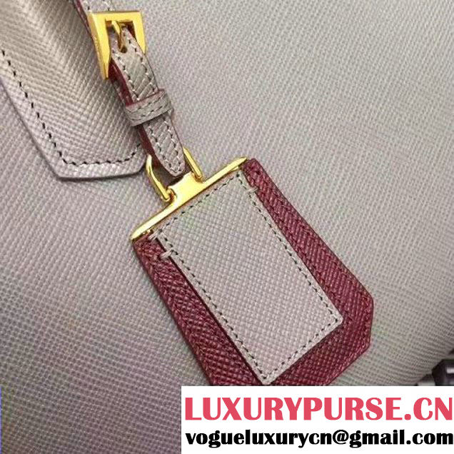 Prada 1BG775 Two-Tone Saffiano Leather Double Bag Grey/Burgundy 2017 (GYF-7060147 )