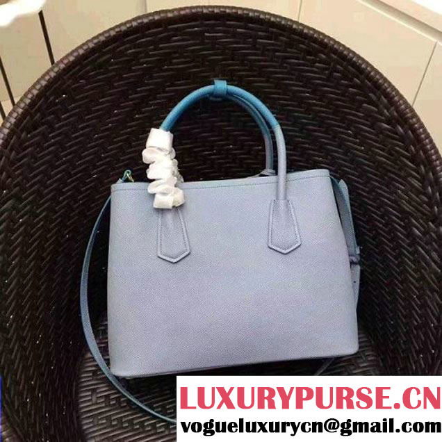 Prada 1BG775 Two-Tone Saffiano Leather Double Bag Astral Blue/Jade Green 2017 (GYF-7060148 )