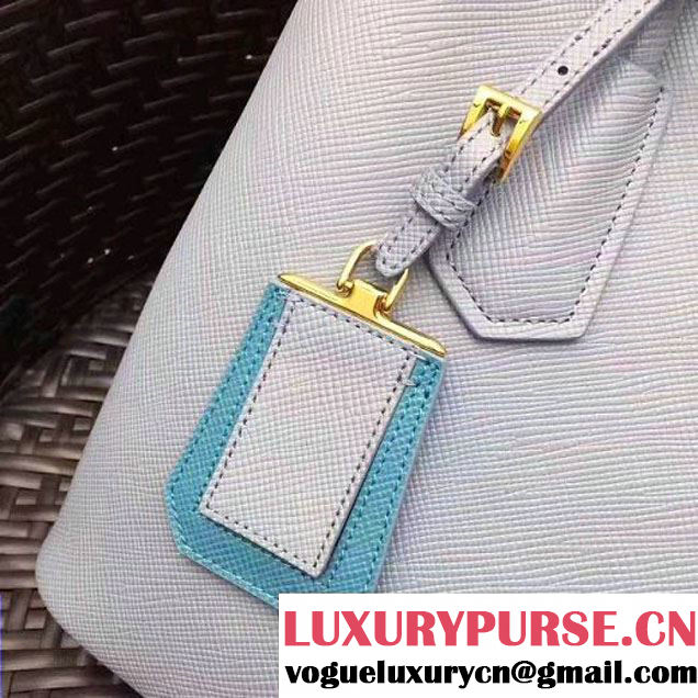 Prada 1BG775 Two-Tone Saffiano Leather Double Bag Astral Blue/Jade Green 2017 (GYF-7060148 )