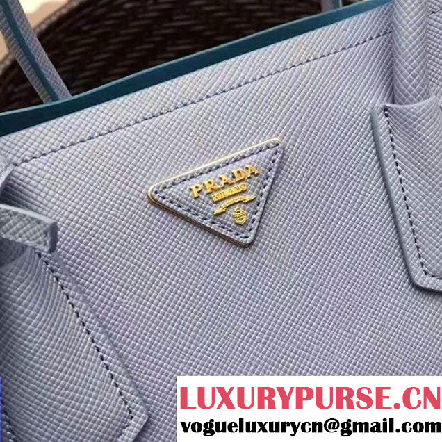 Prada 1BG775 Two-Tone Saffiano Leather Double Bag Astral Blue/Jade Green 2017 (GYF-7060148 )