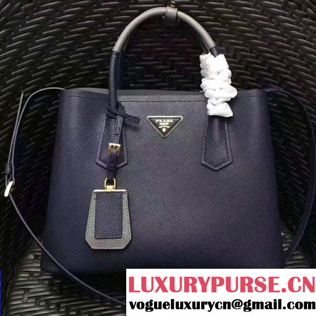 Prada 1BG775 Two-Tone Saffiano Leather Double Bag Blue/Grey 2017 (GYF-7060151 )