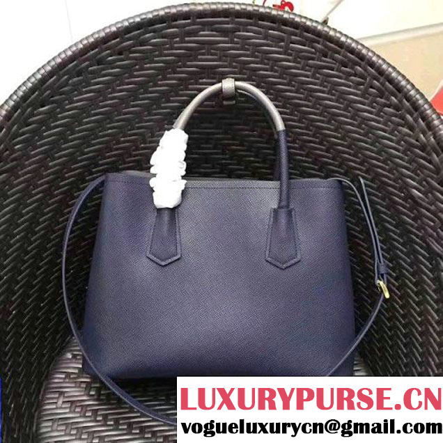 Prada 1BG775 Two-Tone Saffiano Leather Double Bag Blue/Grey 2017 (GYF-7060151 )