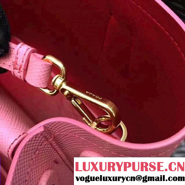 Prada 1BG775 Two-Tone Saffiano Leather Double Bag Pink/Red 2017 (GYF-7060152 )