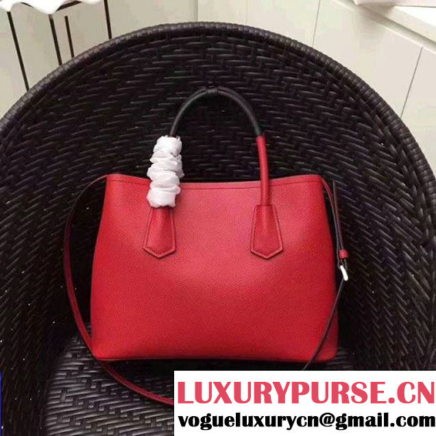 Prada 1BG775 Two-Tone Saffiano Leather Double Bag Red/Black 2017 (GYF-7060154 )