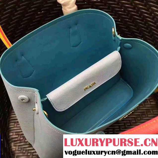 Prada 1BG775 Multicolored  Saffiano Leather Double Bag Astral Blue/Yellow/Rosy 2017 (GYF-7060155 )