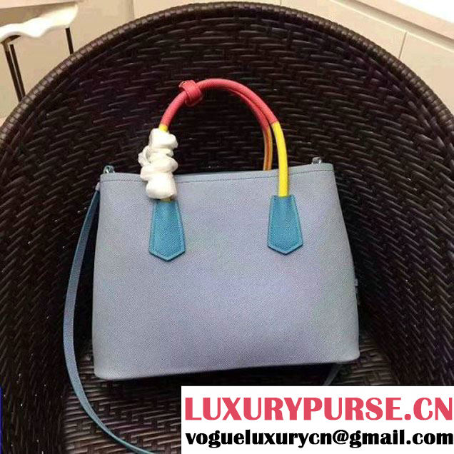 Prada 1BG775 Multicolored  Saffiano Leather Double Bag Astral Blue/Yellow/Rosy 2017 (GYF-7060155 )
