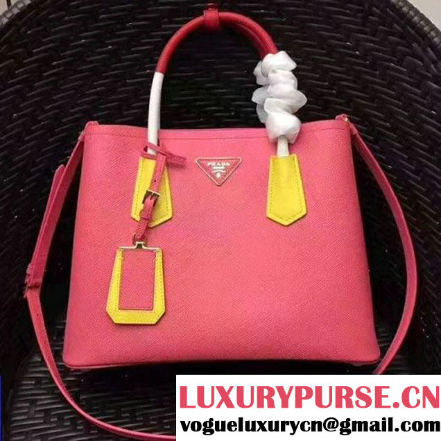 Prada 1BG775 Multicolored Saffiano Leather Double Bag Rosy/Yellow/Red 2017 (GYF-7060156 )