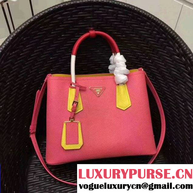 Prada 1BG775 Multicolored  Saffiano Leather Double Bag Rosy/Yellow/Red 2017 (GYF-7060156 )
