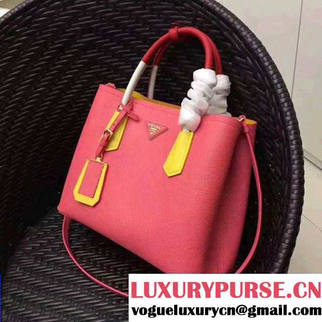 Prada 1BG775 Multicolored  Saffiano Leather Double Bag Rosy/Yellow/Red 2017 (GYF-7060156 )