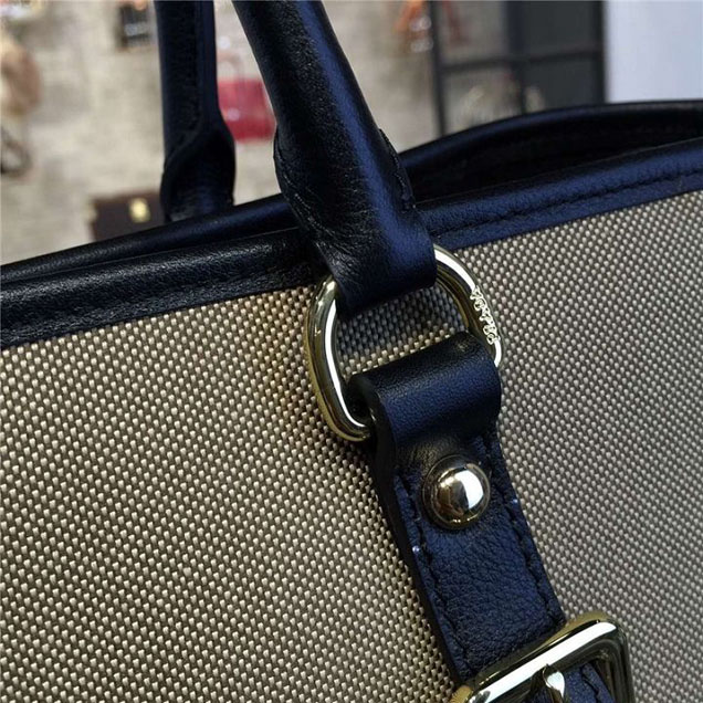Prada Canvas Tote 30cm Bag Calfskin Leather Fall WInter 2016 Collection Black