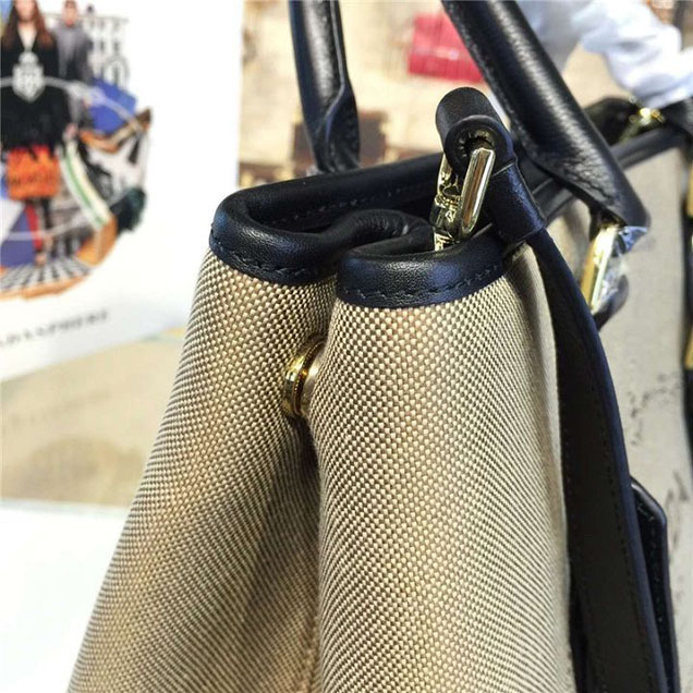 Prada Canvas Tote 36cm Bag Calfskin Leather Fall WInter 2016 Collection Black