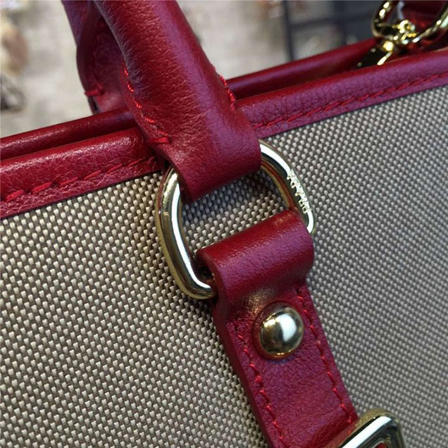 Prada Canvas Tote 30cm Bag Calfskin Leather Fall WInter 2016 Collection Burgundy