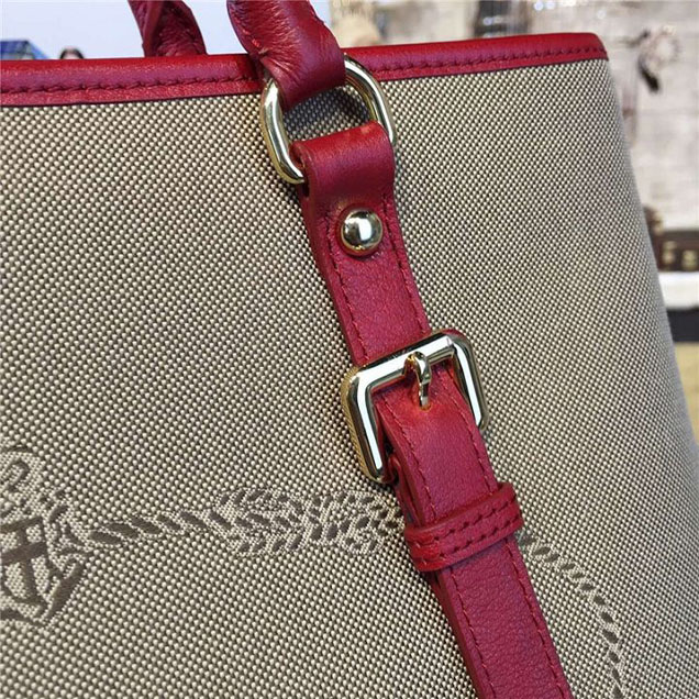 Prada Canvas Tote 36cm Bag Calfskin Leather Fall WInter 2016 Collection Burgundy