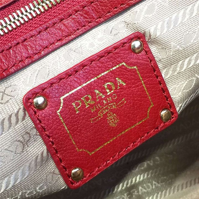 Prada Canvas Tote 36cm Bag Calfskin Leather Fall WInter 2016 Collection Burgundy