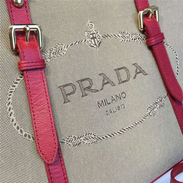 Prada Canvas Tote 36cm Bag Calfskin Leather Fall WInter 2016 Collection Burgundy