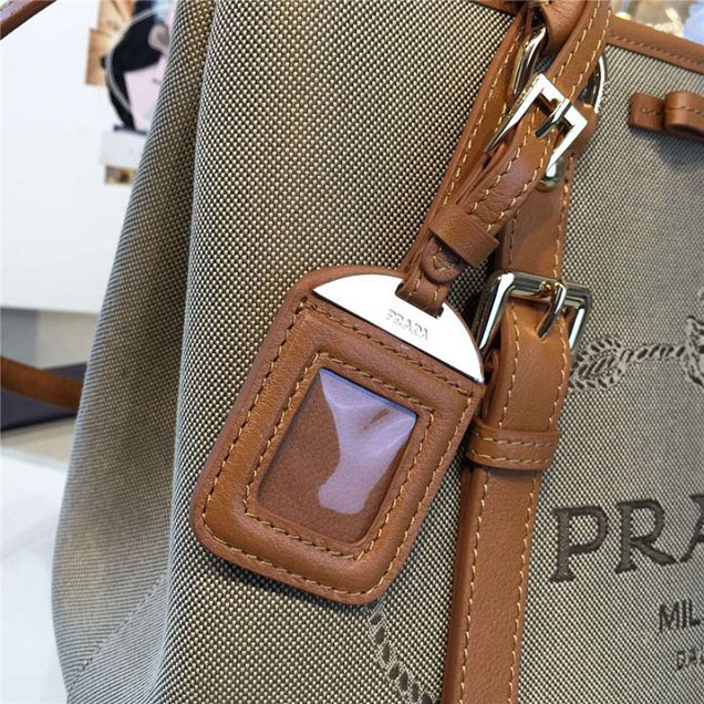 Prada Canvas Tote 30cm Bag Calfskin Leather Fall WInter 2016 Collection Tan