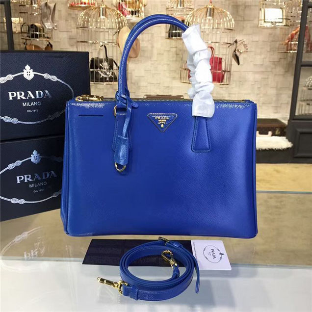 Prada Saffiano Leather Bag 33cm Fall Winter 2016 Bag Collection Electric Blue