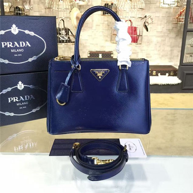 Prada Saffiano Leather Bag 28cm Fall Winter 2016 Bag Collection Dark Blue