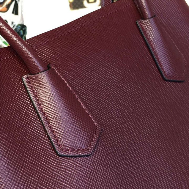Prada Saffiano Double Handle Tote Bag 30cm Fall Winter 2016 Bag Collection Burgundy