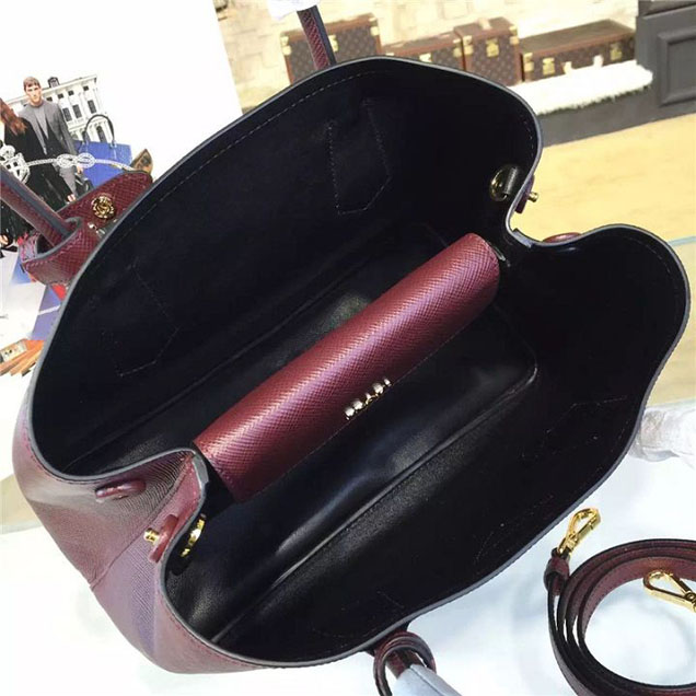 Prada Saffiano Double Handle Tote Bag 30cm Fall Winter 2016 Bag Collection Burgundy