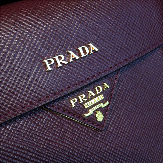Prada Saffiano Double Handle Tote Bag 33cm Fall Winter 2016 Bag Collection Burgundy